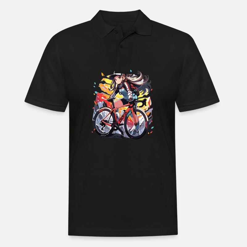 Rennrad Mädchen - Männer Poloshirt - Schwarz