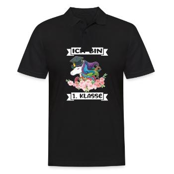 Ich Bin 1 Klasse Einschulung Schulanfang - Männer Poloshirt - Schwarz - Vorne - Kai (181cm)
