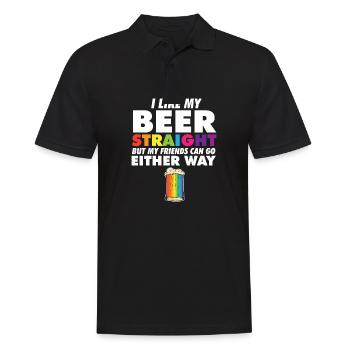Proud Ally LGBT I Like My Beer Straight Rainbow - Men's Polo Shirt - black - Front - Kai (181cm)