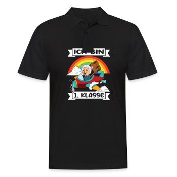 Ich Bin 1 Klasse Einschulung Schulanfang - Männer Poloshirt - Schwarz - Vorne - Kai (181cm)
