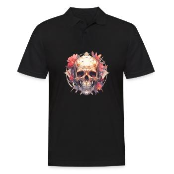 Skulls Skull Totenkopf Totenschädel Blumen - Männer Poloshirt - Schwarz - Vorne - Kai (181cm)
