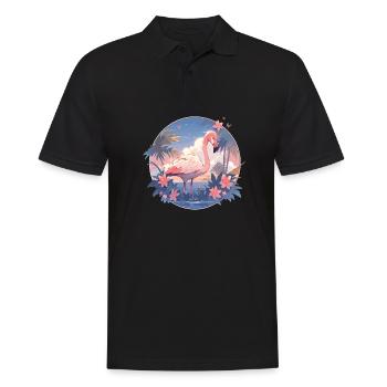 Rosa Flamingo Flamingos Flamingo Urlaub Palmen - Männer Poloshirt - Schwarz - Vorne - Kai (181cm)