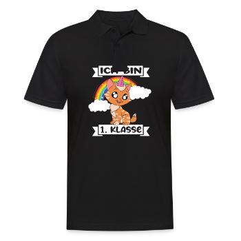 Ich Bin 1 Klasse Einschulung Schulanfang - Männer Poloshirt - Schwarz - Vorne - Kai (181cm)