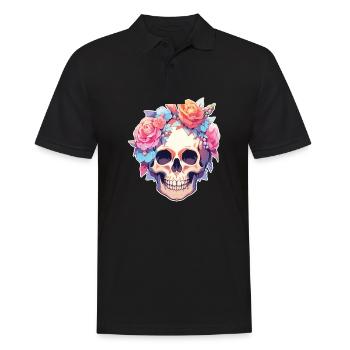 Skulls Skull Flowers Flower Skull Skull - Men's Polo Shirt - black - Front - Kai (181cm)