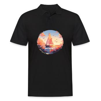 Voilier Voilier Coucher de soleil Voile - Polo Homme - noir - Devant - Kai (181cm)
