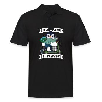 Ich Bin 1 Klasse Einschulung Schulanfang - Männer Poloshirt - Schwarz - Vorne - Kai (181cm)