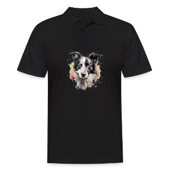 Border Collie - Men's Polo Shirt - black - Front - Kai (181cm)