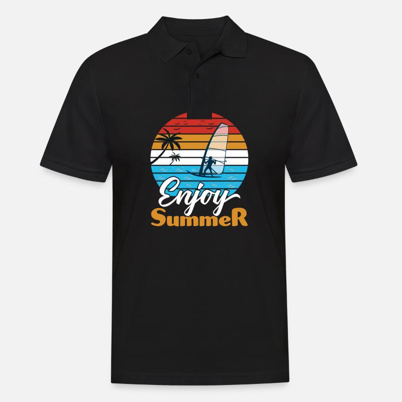 Planche à voile Windsurfer Profitez de l’été - Polo Homme - noir
