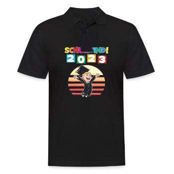 Schulkind 2023 Einschulung 2023 Schulanfang - Männer Poloshirt - Schwarz - Vorne - Kai (181cm)
