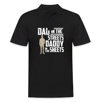 Papa dans les rues Papa dans les draps Fête des pères - Polo Homme - noir - Devant - Kai (181cm)