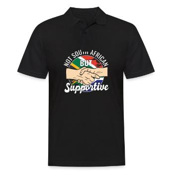 Not South African But Supportive Traveler South - Männer Poloshirt - Schwarz - Vorne - Kai (181cm)