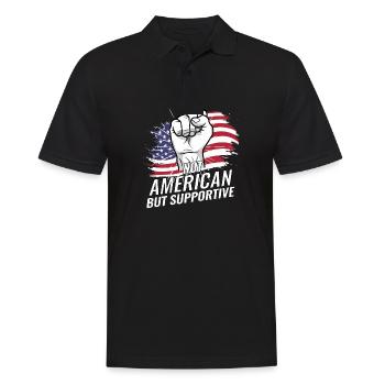 Pas américain mais favorable aux États-Unis Flag Voyage aux États-Unis - Polo Homme - noir - Devant - Kai (181cm)