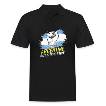 Pas argentin mais un drapeau argentin de soutien - Polo Homme - noir - Devant - Kai (181cm)