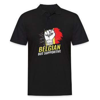 Pas belge mais favorable à la Belgique Pays du drapeau - Polo Homme - noir - Devant - Kai (181cm)