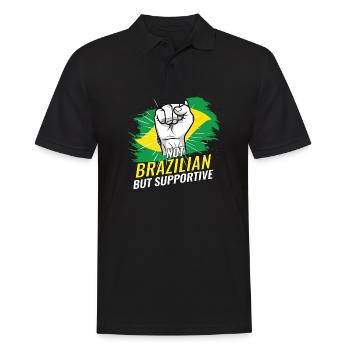 Pas brésilien mais favorable au Brésil Pays du drapeau - Polo Homme - noir - Devant - Kai (181cm)