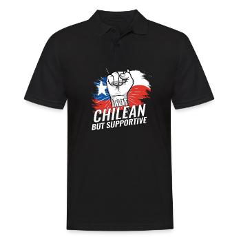 Not Chilean But Supportive Flag Country Travel - Männer Poloshirt - Schwarz - Vorne - Kai (181cm)