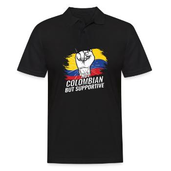 Pas colombien mais favorable au drapeau colombien - Polo Homme - noir - Devant - Kai (181cm)