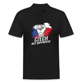 Pas tchèque mais favorable au drapeau de la République tchèque - Polo Homme - noir - Devant - Kai (181cm)