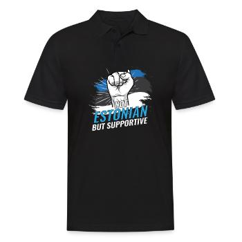 Not Estonian But Supportive Estonia Flag Country - Männer Poloshirt - Schwarz - Vorne - Kai (181cm)