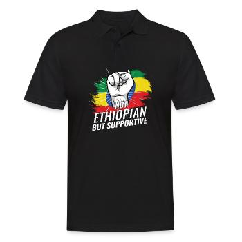 Not Ethiopian But Supportive Ethiopia Flag - Men's Polo Shirt - black - Front - Kai (181cm)