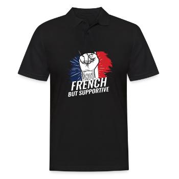 Not French But Supportive France Flag Country - Männer Poloshirt - Schwarz - Vorne - Kai (181cm)
