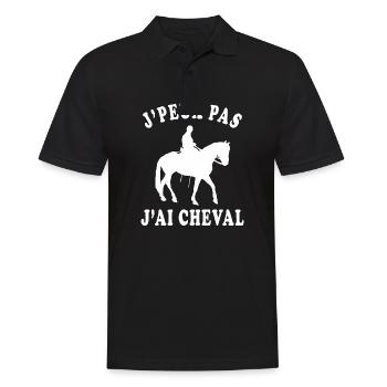 J'peux pas j'ai cheval - Polo Homme - noir - Devant - Kai (181cm)