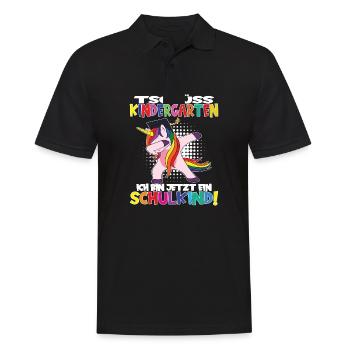 Tschüss Kindergarten Ich Bin Jetzt Ein Schulkind! - Männer Poloshirt - Schwarz - Vorne - Kai (181cm)