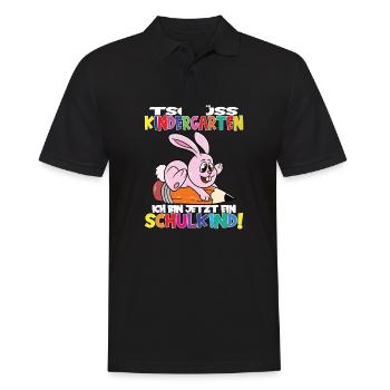 Tschüss Kindergarten Ich Bin Jetzt Ein Schulkind! - Männer Poloshirt - Schwarz - Vorne - Kai (181cm)