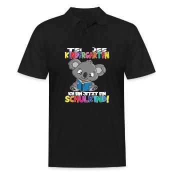 Tschüss Kindergarten Ich Bin Jetzt Ein Schulkind! - Männer Poloshirt - Schwarz - Vorne - Kai (181cm)