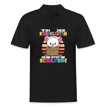 Tschüss Kindergarten Ich Bin Jetzt Ein Schulkind! - Männer Poloshirt - Schwarz - Vorne - Kai (181cm)