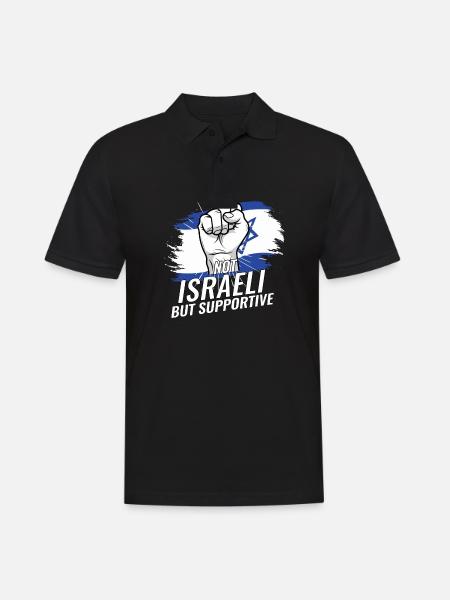 Not Israeli But Supportive Israel Flag Country - Männer Poloshirt - Schwarz