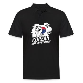 Pas coréen mais favorable au drapeau coréen - Polo Homme - noir - Devant - Kai (181cm)