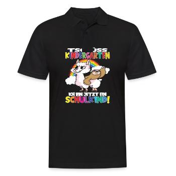 Tschüss Kindergarten Ich Bin Jetzt Ein Schulkind! - Männer Poloshirt - Schwarz - Vorne - Kai (181cm)