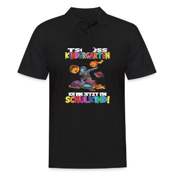 Tschüss Kindergarten Ich Bin Jetzt Ein Schulkind! - Männer Poloshirt - Schwarz - Vorne - Kai (181cm)
