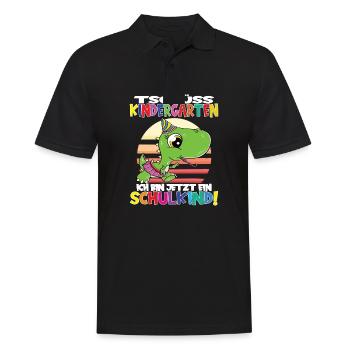 Tschüss Kindergarten Ich Bin Jetzt Ein Schulkind! - Männer Poloshirt - Schwarz - Vorne - Kai (181cm)