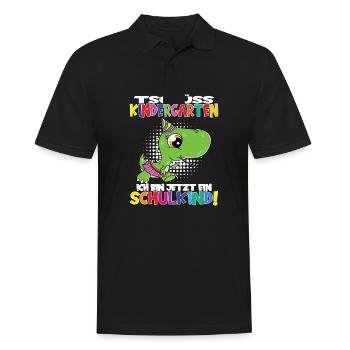 Tschüss Kindergarten Ich Bin Jetzt Ein Schulkind! - Männer Poloshirt - Schwarz - Vorne - Kai (181cm)