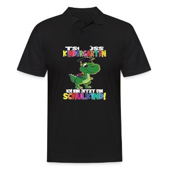 Tschüss Kindergarten Ich Bin Jetzt Ein Schulkind! - Männer Poloshirt - Schwarz - Vorne - Kai (181cm)