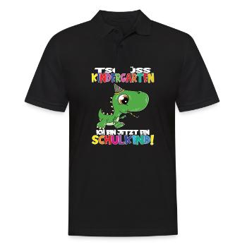 Tschüss Kindergarten Ich Bin Jetzt Ein Schulkind! - Männer Poloshirt - Schwarz - Vorne - Kai (181cm)