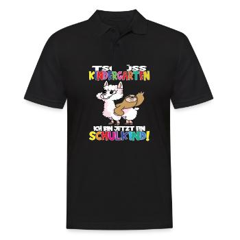 Tschüss Kindergarten Ich Bin Jetzt Ein Schulkind! - Männer Poloshirt - Schwarz - Vorne - Kai (181cm)