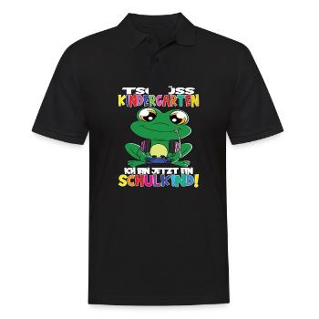 Tschüss Kindergarten Ich Bin Jetzt Ein Schulkind! - Männer Poloshirt - Schwarz - Vorne - Kai (181cm)
