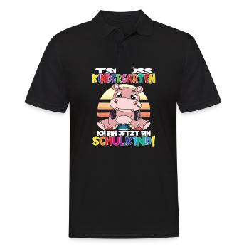 Tschüss Kindergarten Ich Bin Jetzt Ein Schulkind! - Männer Poloshirt - Schwarz - Vorne - Kai (181cm)