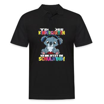 Tschüss Kindergarten Ich Bin Jetzt Ein Schulkind! - Männer Poloshirt - Schwarz - Vorne - Kai (181cm)