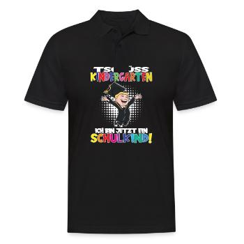 Tschüss Kindergarten Ich Bin Jetzt Ein Schulkind! - Männer Poloshirt - Schwarz - Vorne - Kai (181cm)