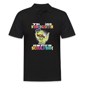 Tschüss Kindergarten Ich Bin Jetzt Ein Schulkind! - Männer Poloshirt - Schwarz - Vorne - Kai (181cm)