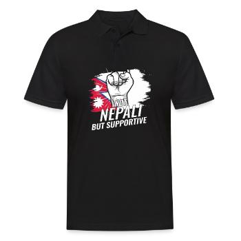 Pas népalais mais pays de drapeau du Népal favorable - Polo Homme - noir - Devant - Kai (181cm)