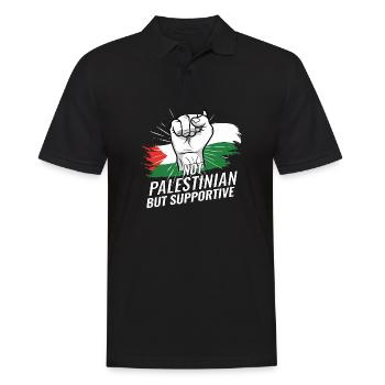 Pas palestinien mais un drapeau palestinien de soutien - Polo Homme - noir - Devant - Kai (181cm)