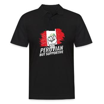 Not Peruvian But Supportive Peru Flag Country - Männer Poloshirt - Schwarz - Vorne - Kai (181cm)