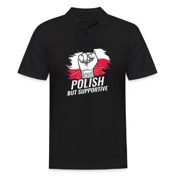 Not Polish But Supportive Poland Flag Country - Männer Poloshirt - Schwarz - Vorne - Kai (181cm)