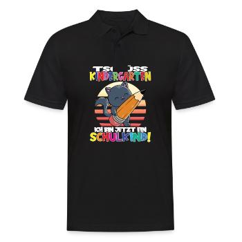 Tschüss Kindergarten Ich Bin Jetzt Ein Schulkind! - Männer Poloshirt - Schwarz - Vorne - Kai (181cm)