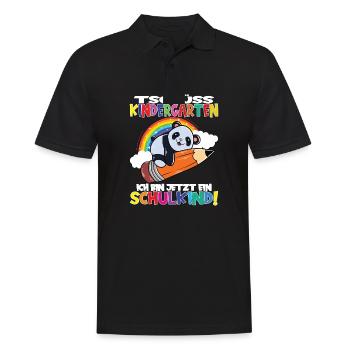 Tschüss Kindergarten Ich Bin Jetzt Ein Schulkind! - Männer Poloshirt - Schwarz - Vorne - Kai (181cm)